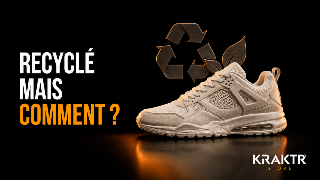 Sneaker conçue avec des matériaux recyclés et réflexion sur l'écologie dans l'univers des sneakers | KRAKTR STORE