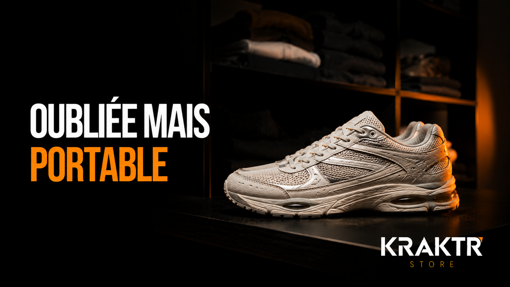 Sneaker inutilisée dans un placard illustrant le gaspillage invisible et l'intérêt de la seconde main | KRAKTR STORE
