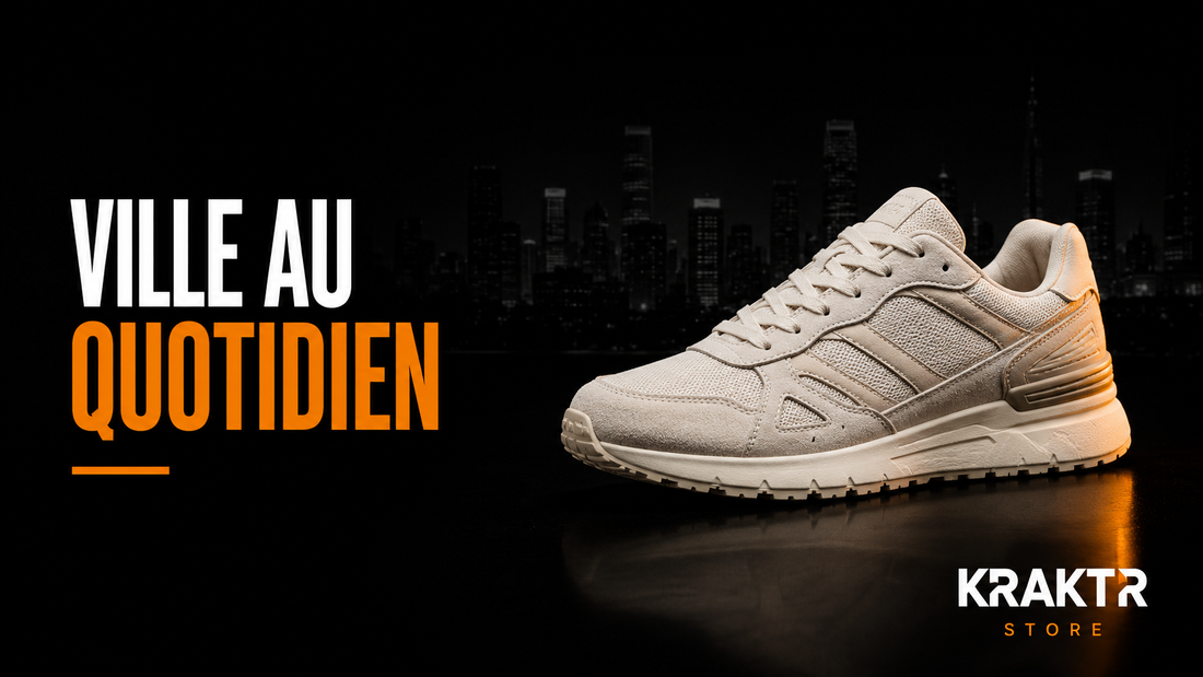 Sneaker premium pour trajets quotidiens en ville sur fond noir luxe KRAKTR STORE
