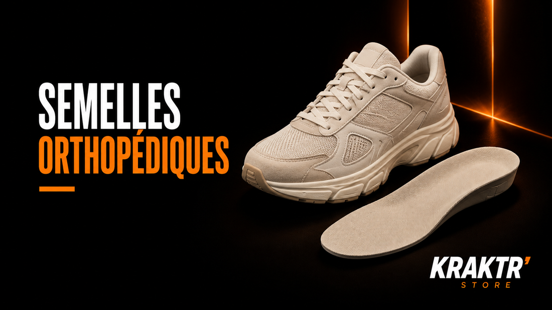 Sneaker premium compatible avec des semelles orthopédiques présentée sur fond noir premium KRAKTR STORE.