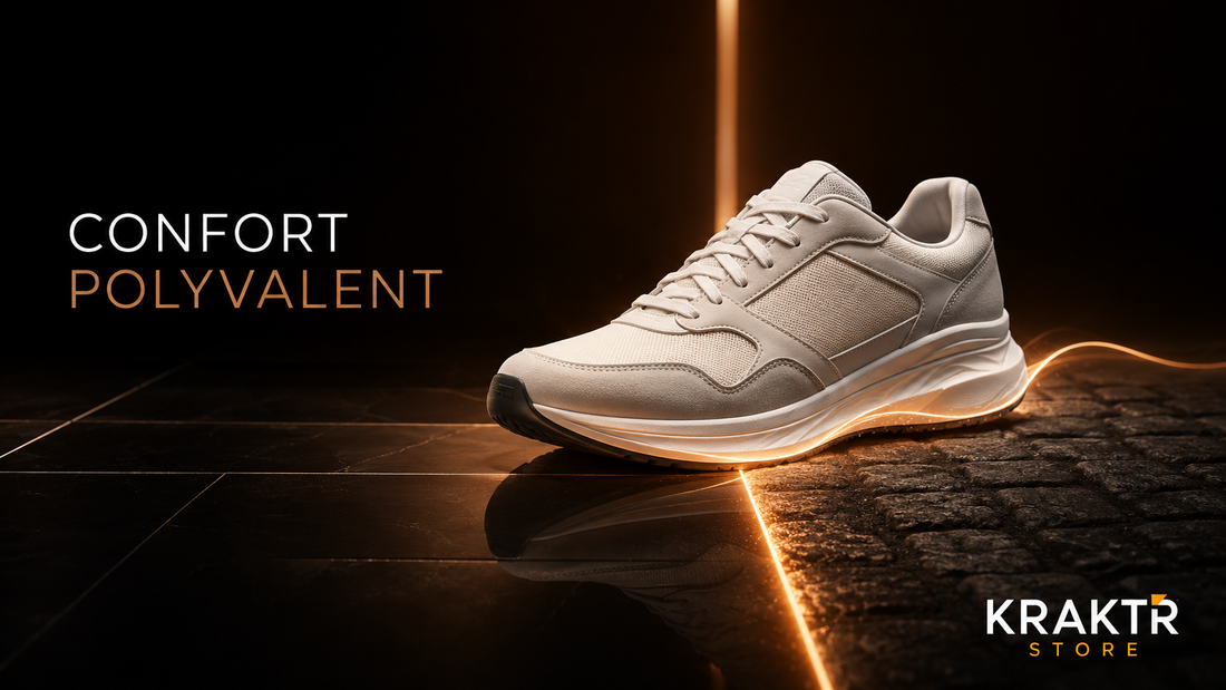 Sneaker premium confortable pour alterner entre les espaces intérieurs et extérieurs avec stabilité et adhérence.