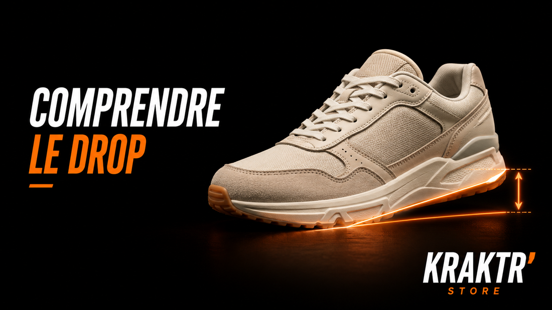 Sneaker premium illustrant le drop entre le talon et l'avant-pied – KRAKTR STORE