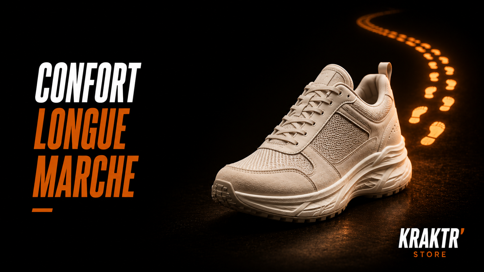 Sneaker premium illustrant un confort durable après plusieurs kilomètres de marche – KRAKTR STORE