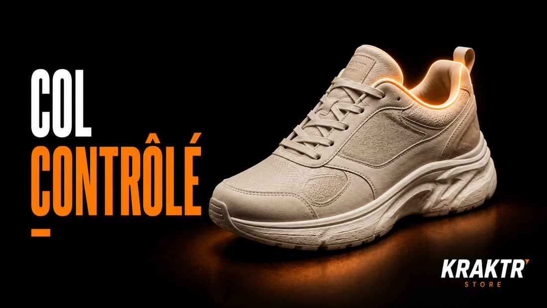 Sneaker premium illustrant le contrôle du renfort du col de cheville avant mise en vente – KRAKTR STORE