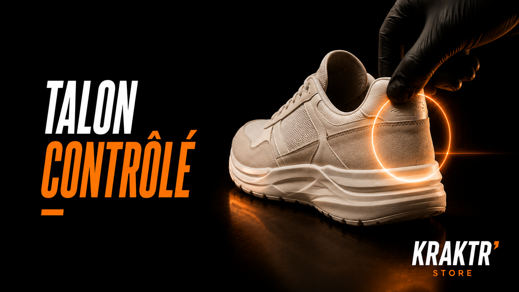 Contrôle du contrefort arrière d'une sneaker premium avant mise en vente – KRAKTR STORE