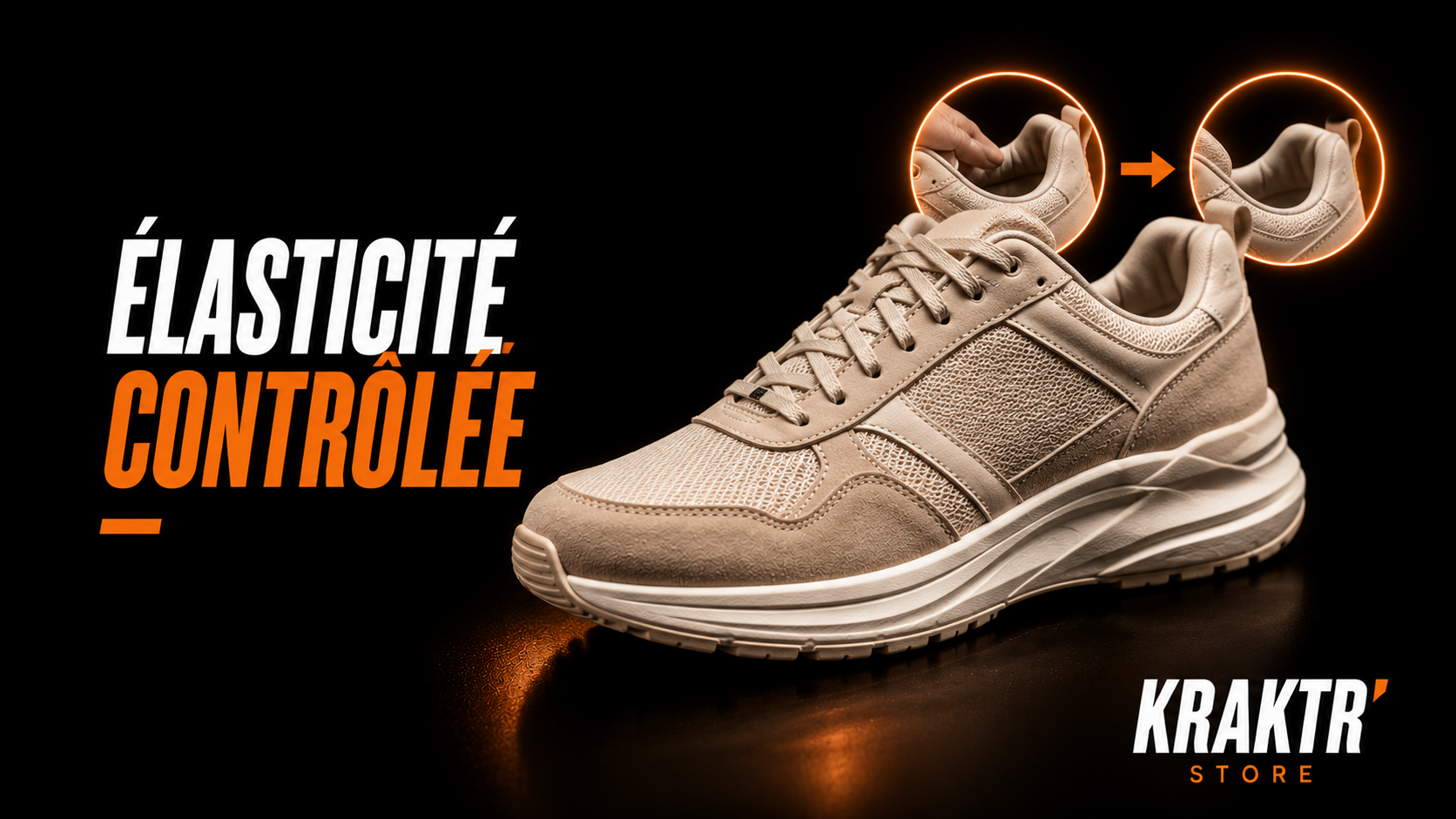 Sneaker premium illustrant le contrôle de l'élasticité des matériaux avant sélection – KRAKTR STORE