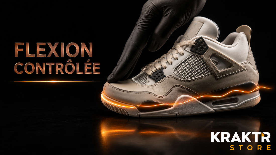 Contrôle de la régularité de la flexion de l'avant-pied d'une sneaker premium avant sa mise en vente | KRAKTR STORE
