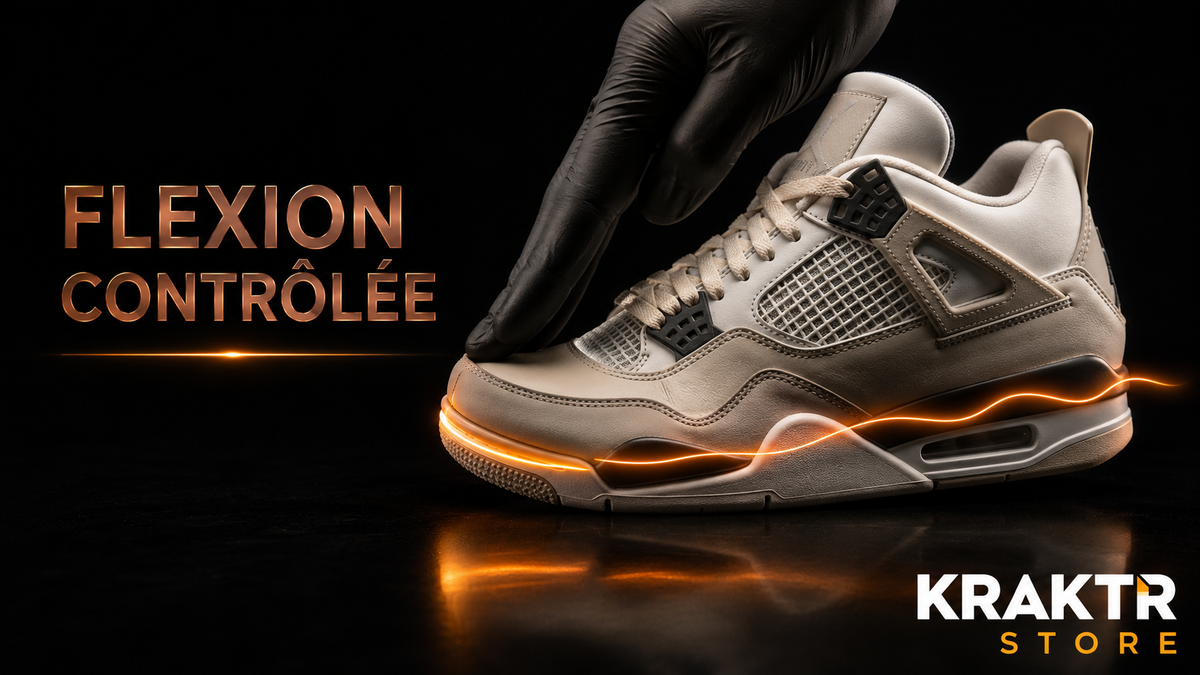 Contrôle de la régularité de la flexion de l'avant-pied d'une sneaker premium avant sa mise en vente | KRAKTR STORE