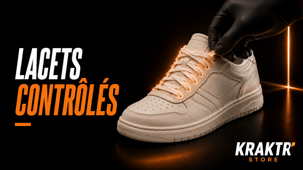 Inspection des lacets d'une sneaker avant sa mise en vente – KRAKTR STORE