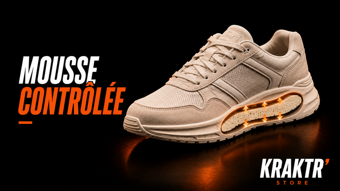 Sneaker premium illustrant le contrôle de la mémoire de forme de la mousse intérieure – KRAKTR STORE