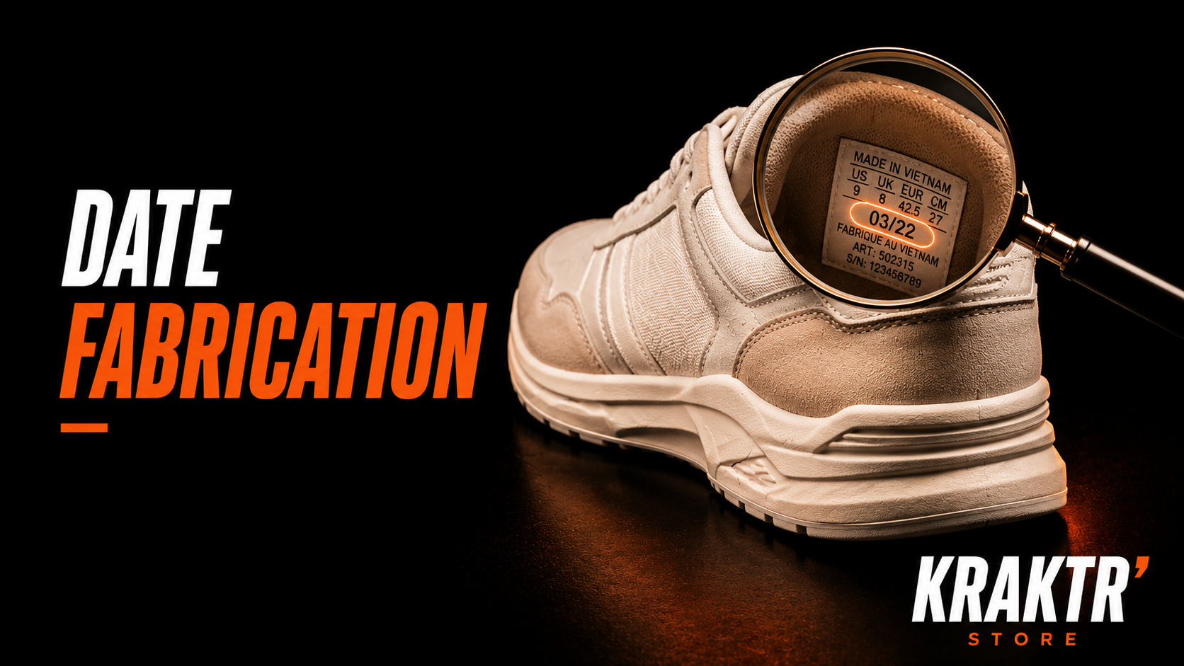 Sneaker premium avec date de fabrication mise en évidence pour contrôler son ancienneté – KRAKTR STORE