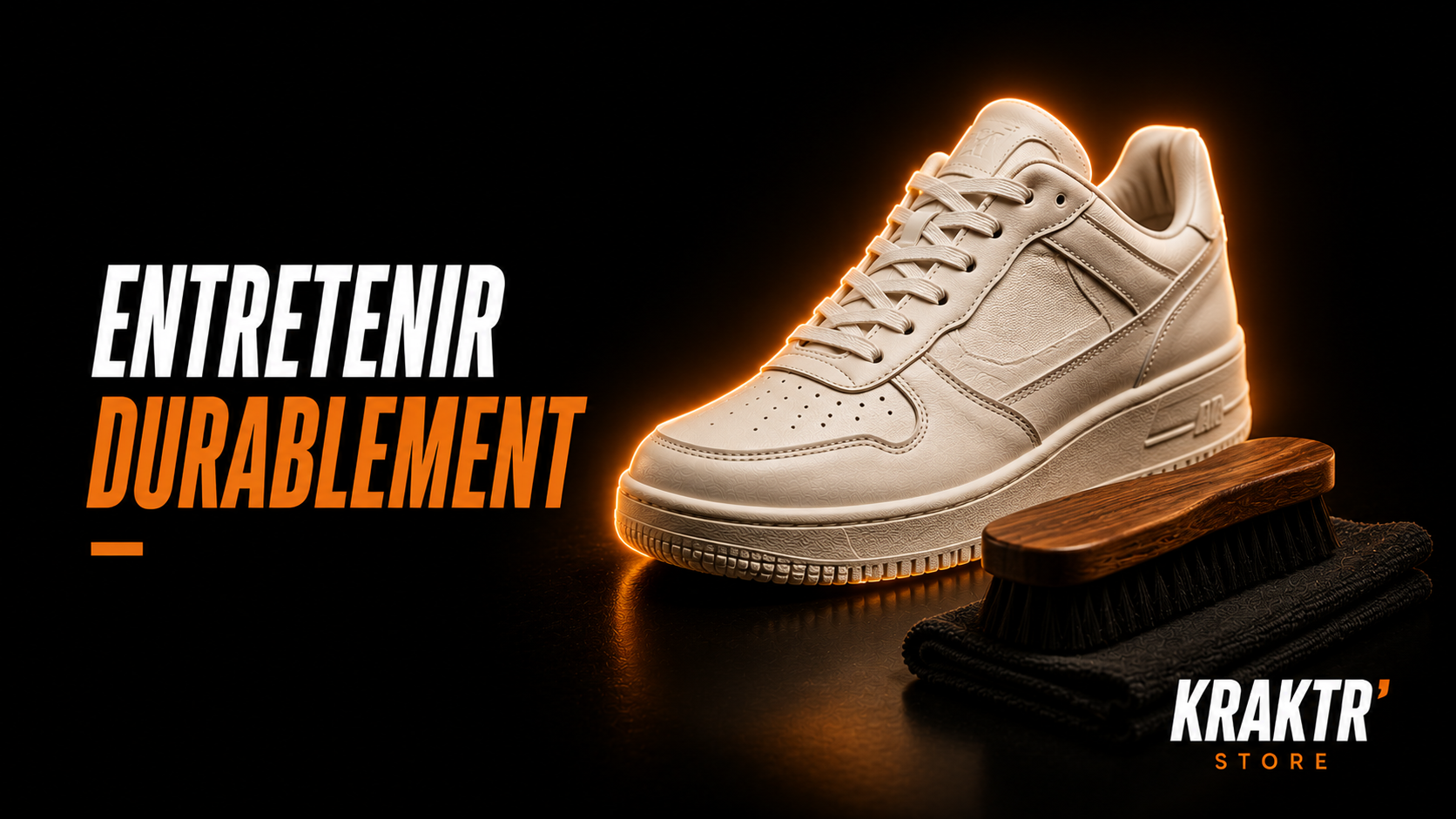 Sneaker premium entretenue illustrant une durée de vie prolongée grâce à un entretien régulier – KRAKTR STORE