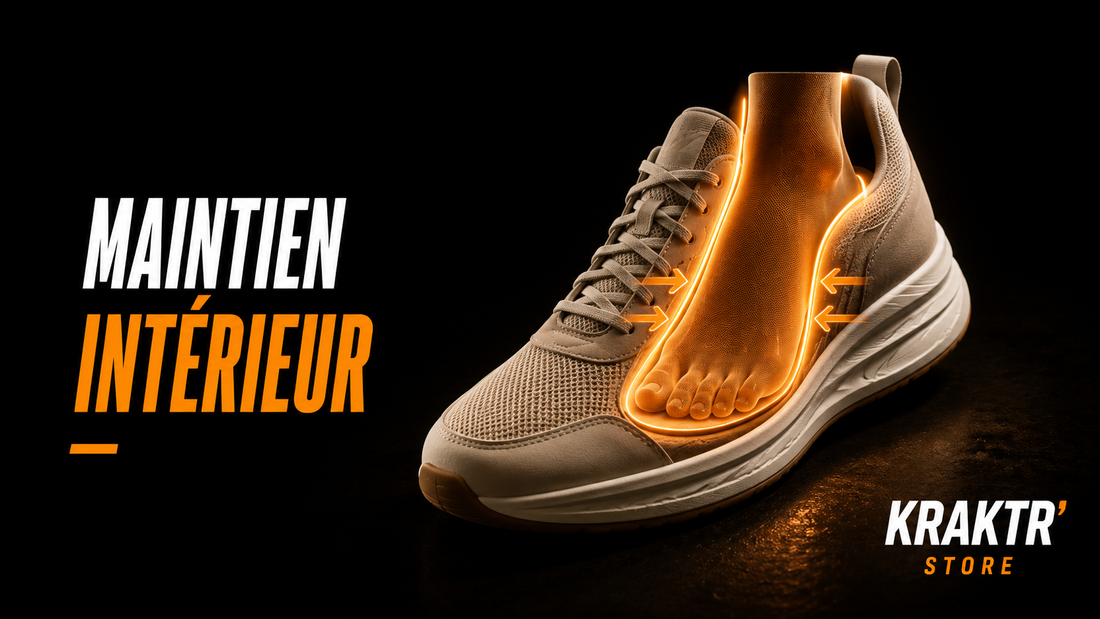 Sneaker premium illustrant un maintien intérieur limitant le glissement du pied – KRAKTR STORE