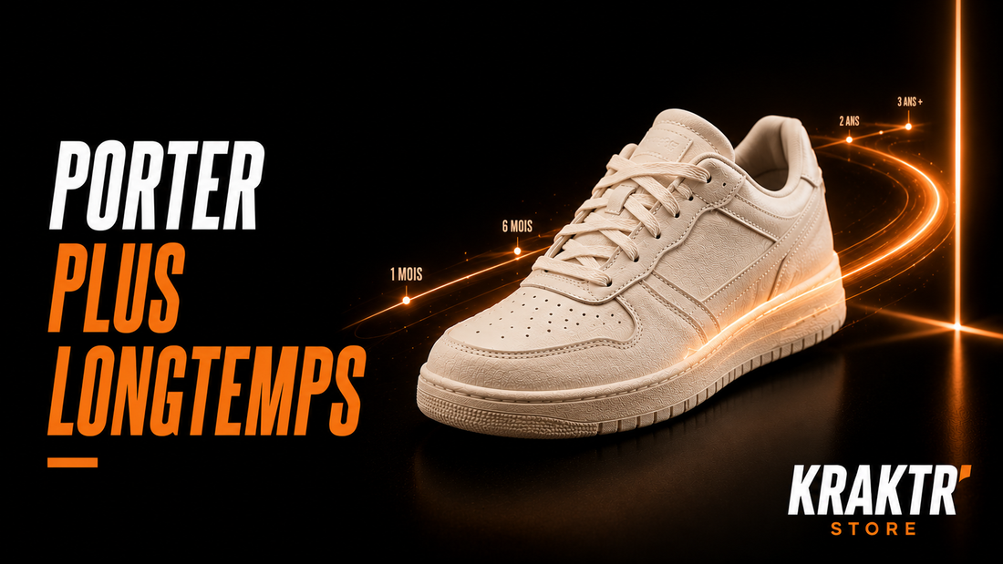 Sneaker premium illustrant une utilisation durable et prolongée d'une paire – KRAKTR STORE