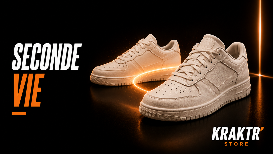 Deux sneakers premium illustrant la seconde vie d'une paire de qualité – KRAKTR STORE