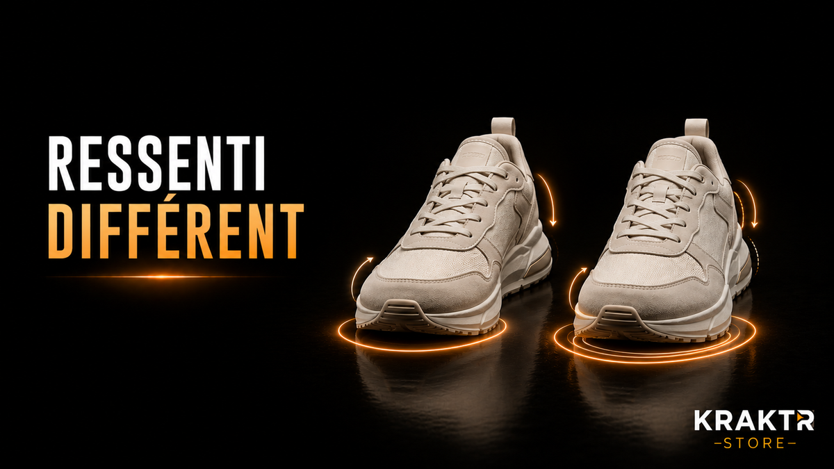 Deux sneakers premium illustrant une différence de ressenti entre le pied gauche et le pied droit | KRAKTR STORE