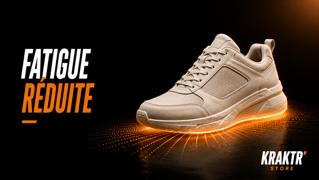 Sneaker premium illustrant une meilleure répartition des appuis pour limiter la fatigue du pied – KRAKTR STORE