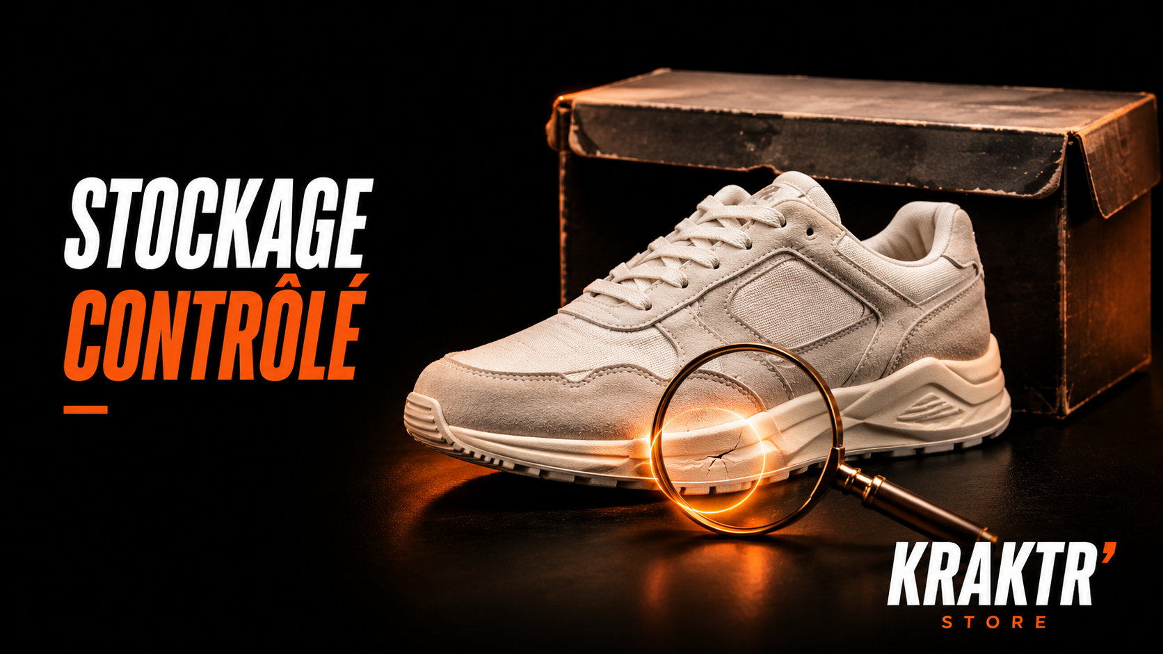Sneaker premium inspectée pour détecter les signes d'un mauvais stockage avant achat – KRAKTR STORE