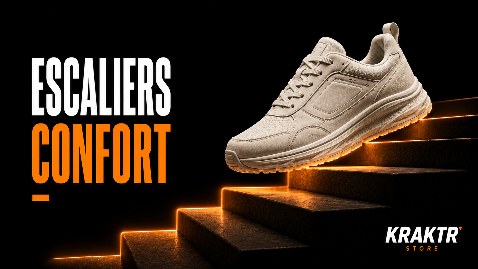 Sneaker premium illustrant un confort durable lors des montées d'escaliers – KRAKTR STORE