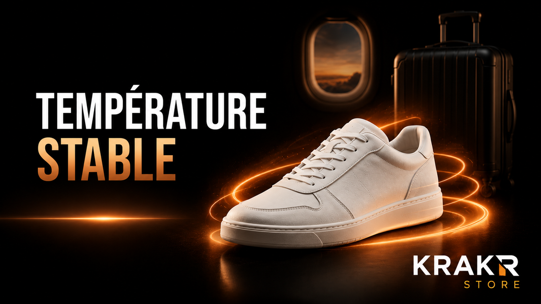Sneaker premium retrouvant sa température ambiante après un voyage en avion – KRAKTR STORE