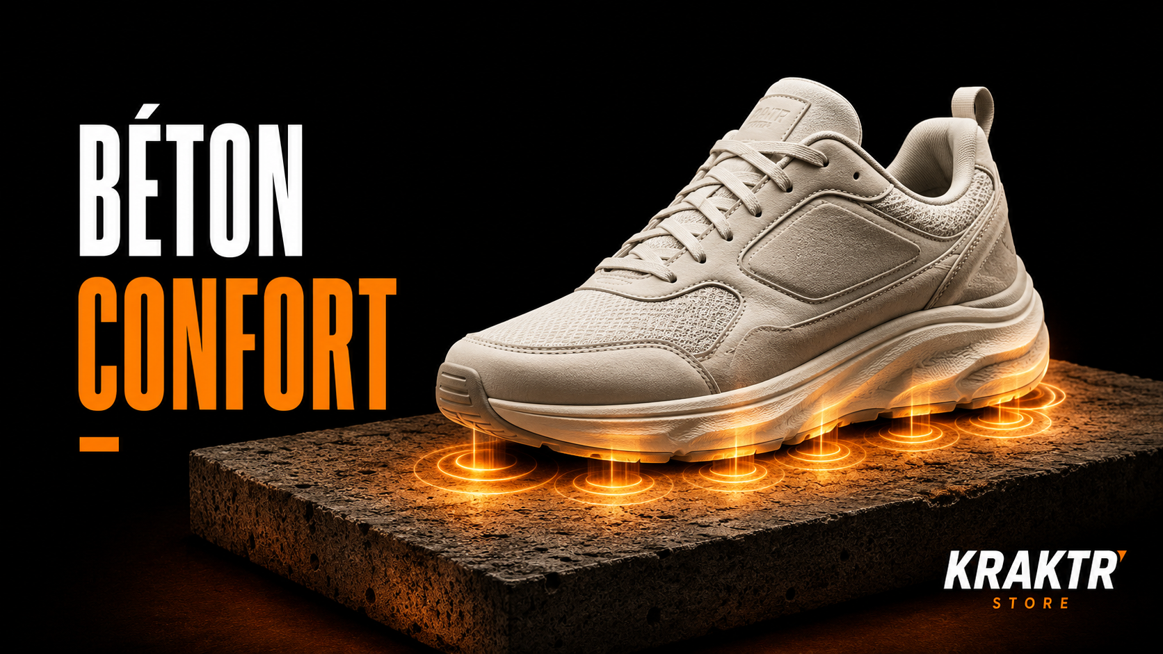 Sneaker premium illustrant un confort durable sur des sols en béton – KRAKTR STORE