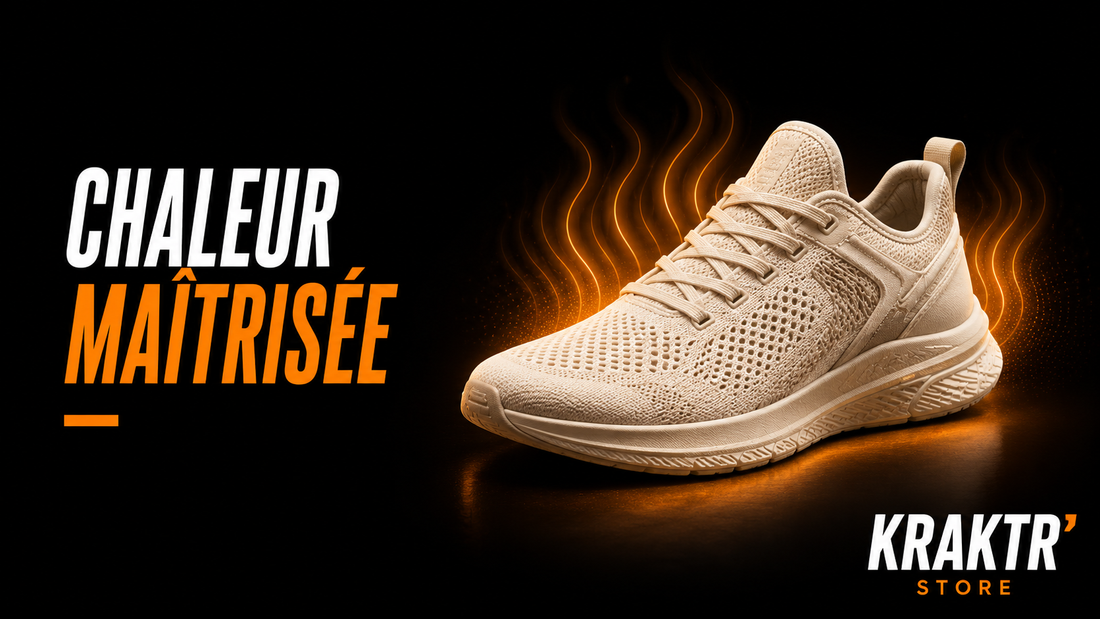 Sneaker premium respirante adaptée aux fortes chaleurs illustrant le confort estival – KRAKTR STORE