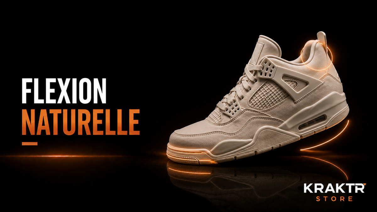 Sneaker premium testée en flexion de l’avant-pied pour vérifier confort et maintien | KRAKTR STORE
