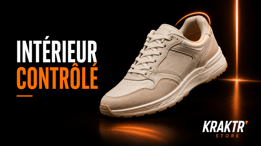 Sneaker premium illustrant le contrôle de l'usure intérieure au niveau du talon – KRAKTR STORE