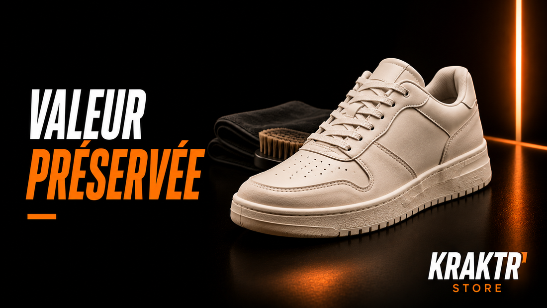 Sneaker premium parfaitement entretenue illustrant la préservation de sa valeur de revente – KRAKTR STORE
