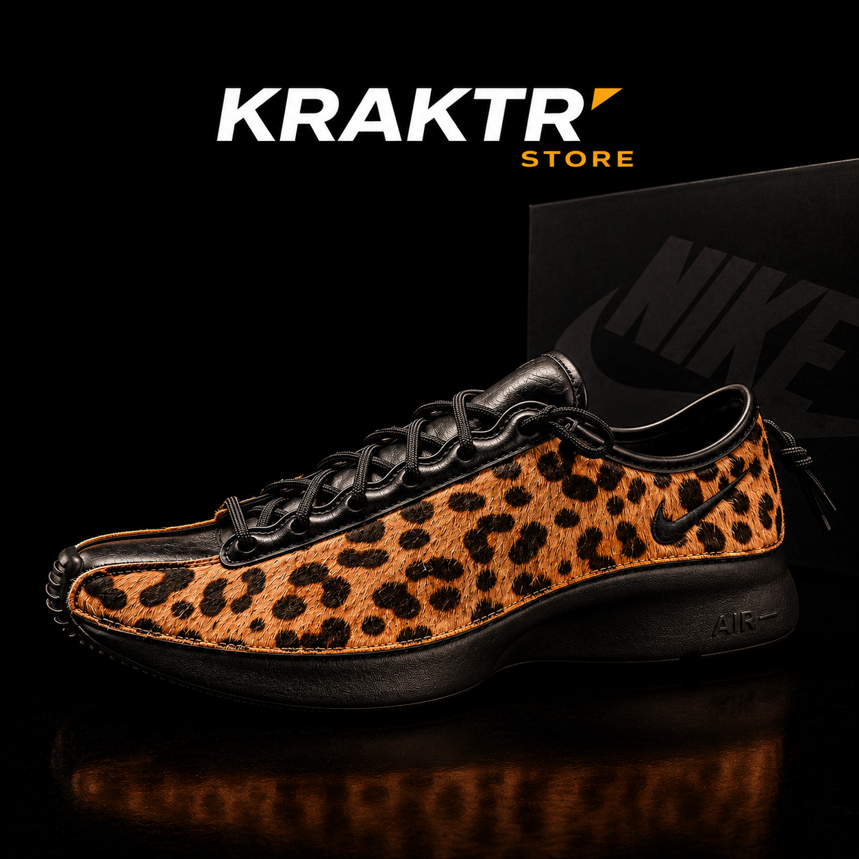 Nike Air Superfly LX Leopard HQ9148-200 vue latérale gauche sur fond noir premium