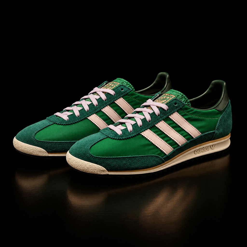 Adidas SL 72 OG W IE3427 Femme vue latérale premium sur fond noir avec reflet discret au sol