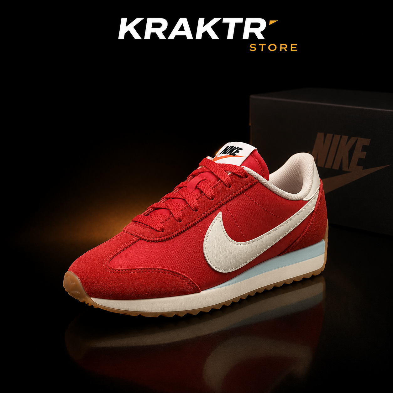 Nike Pacific HM4771-604 Femme présentation premium sur fond noir avec boîte Nike assombrie