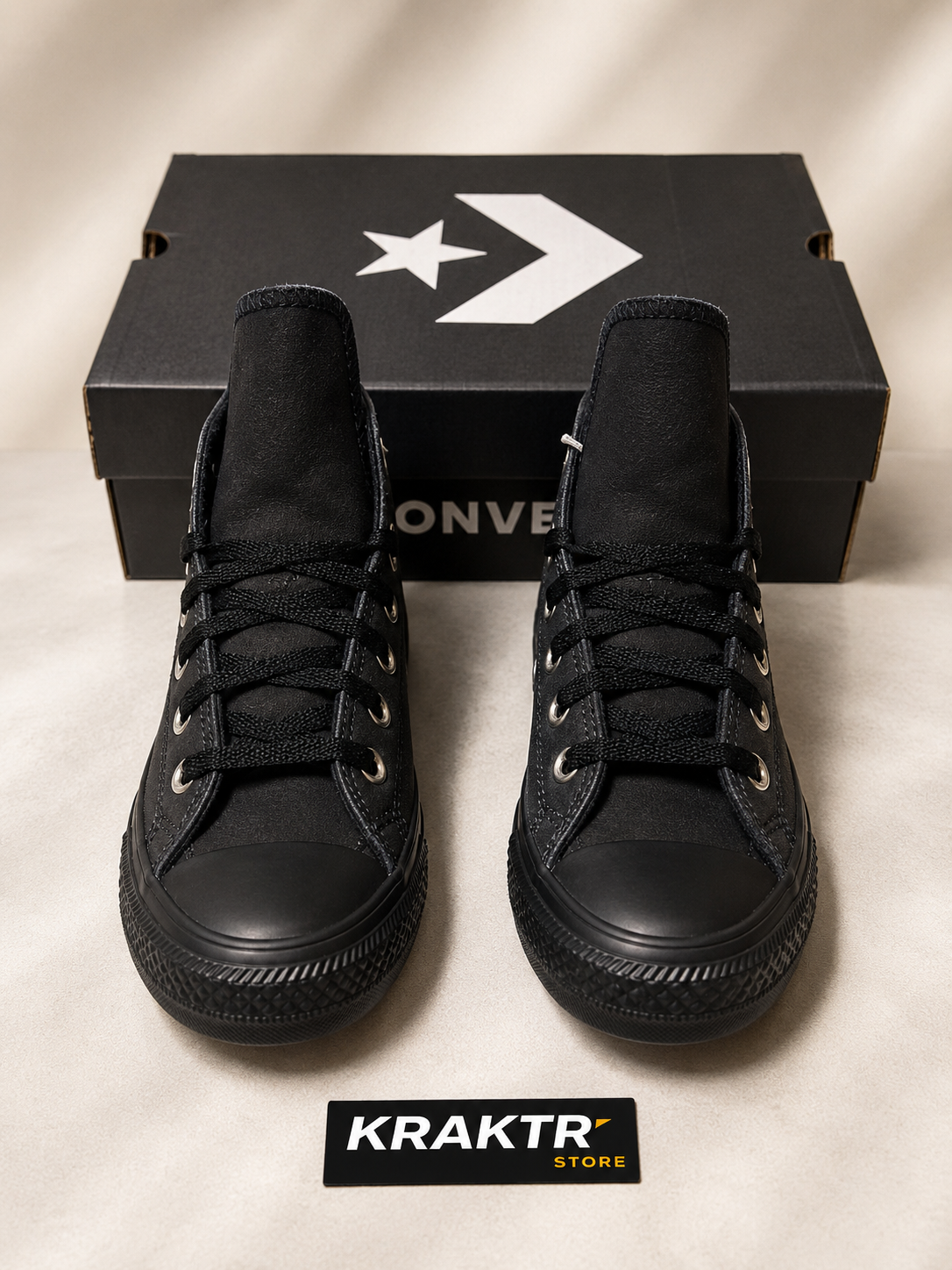 Converse CTAS Hi Leather Triple Black Unisex Tailles 38 et 39 | KRAKTR STORE
