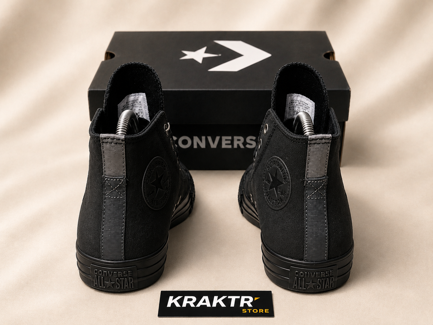 Converse CTAS Hi Leather Triple Black Unisex Tailles 38 et 39 | KRAKTR STORE