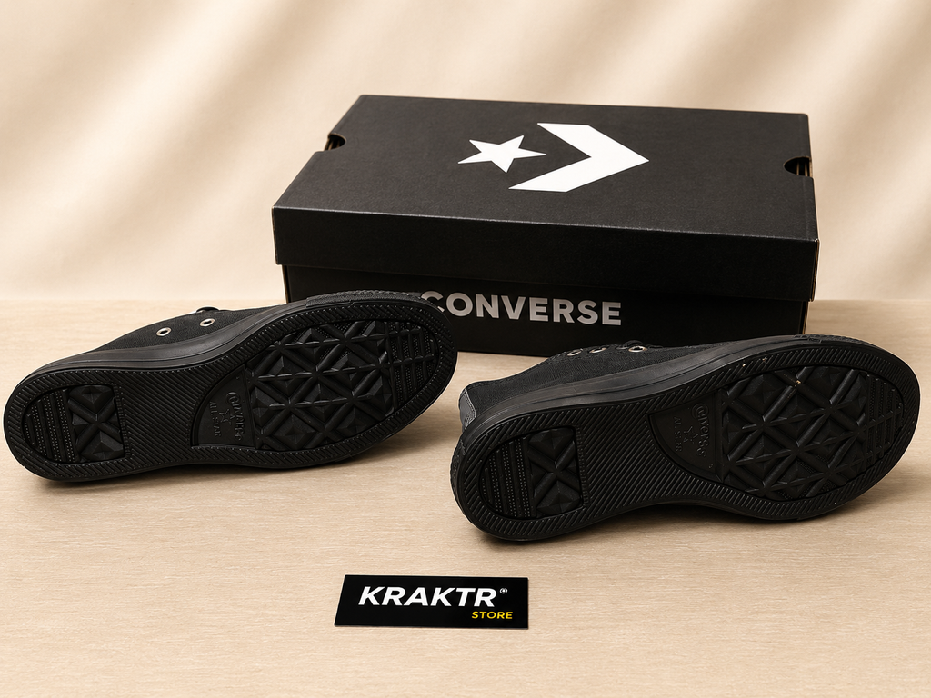 Converse CTAS Hi Leather Triple Black Unisex Tailles 38 et 39 | KRAKTR STORE