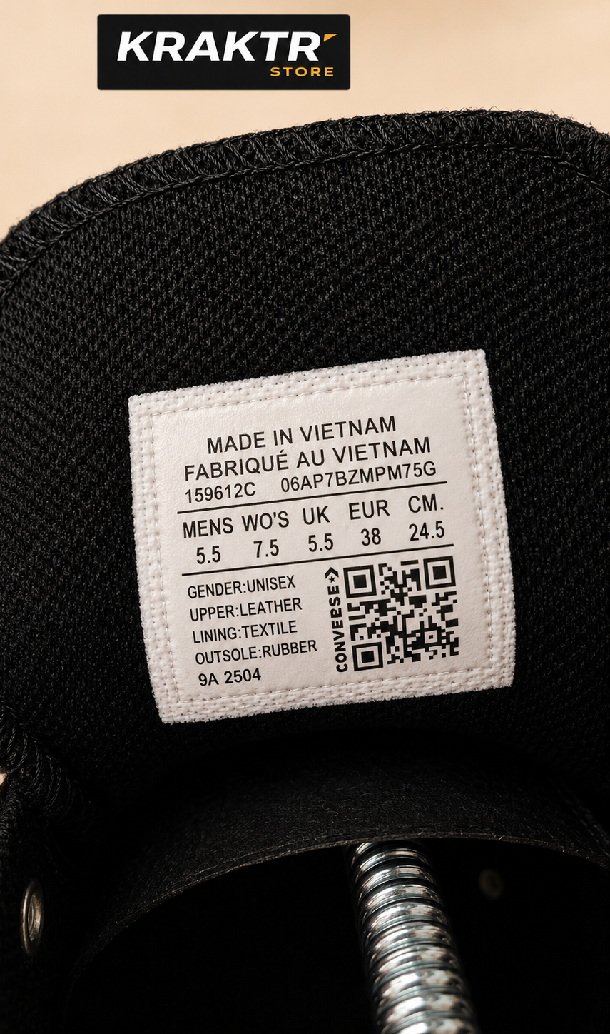 Converse CTAS Hi Leather Triple Black Unisex Tailles 38 et 39 | KRAKTR STORE
