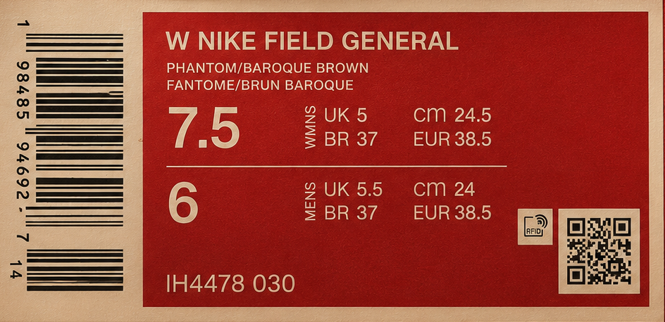 Nike Field General Cow Print Beige Marron étiquette boîte Nike rouge