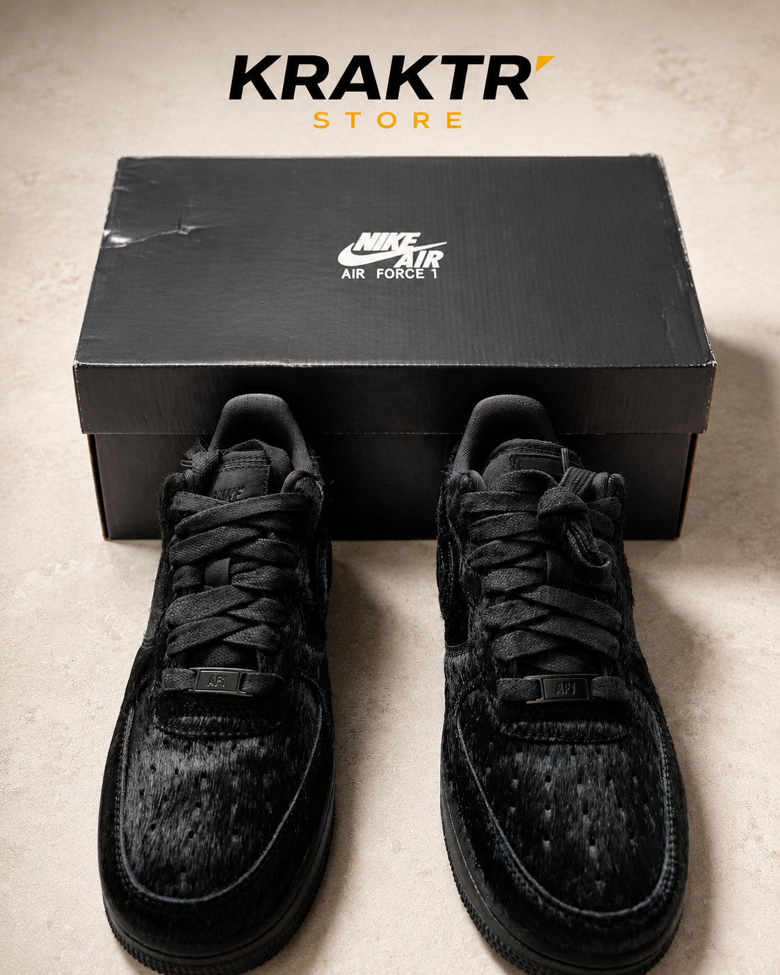 Nike Air Force 1 Pony Hair Triple Black Femme Tailles 38.5 et 37.5 | KRAKTR STORE