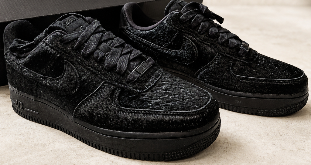 Nike Air Force 1 Pony Hair Triple Black Femme vue latérale intérieure