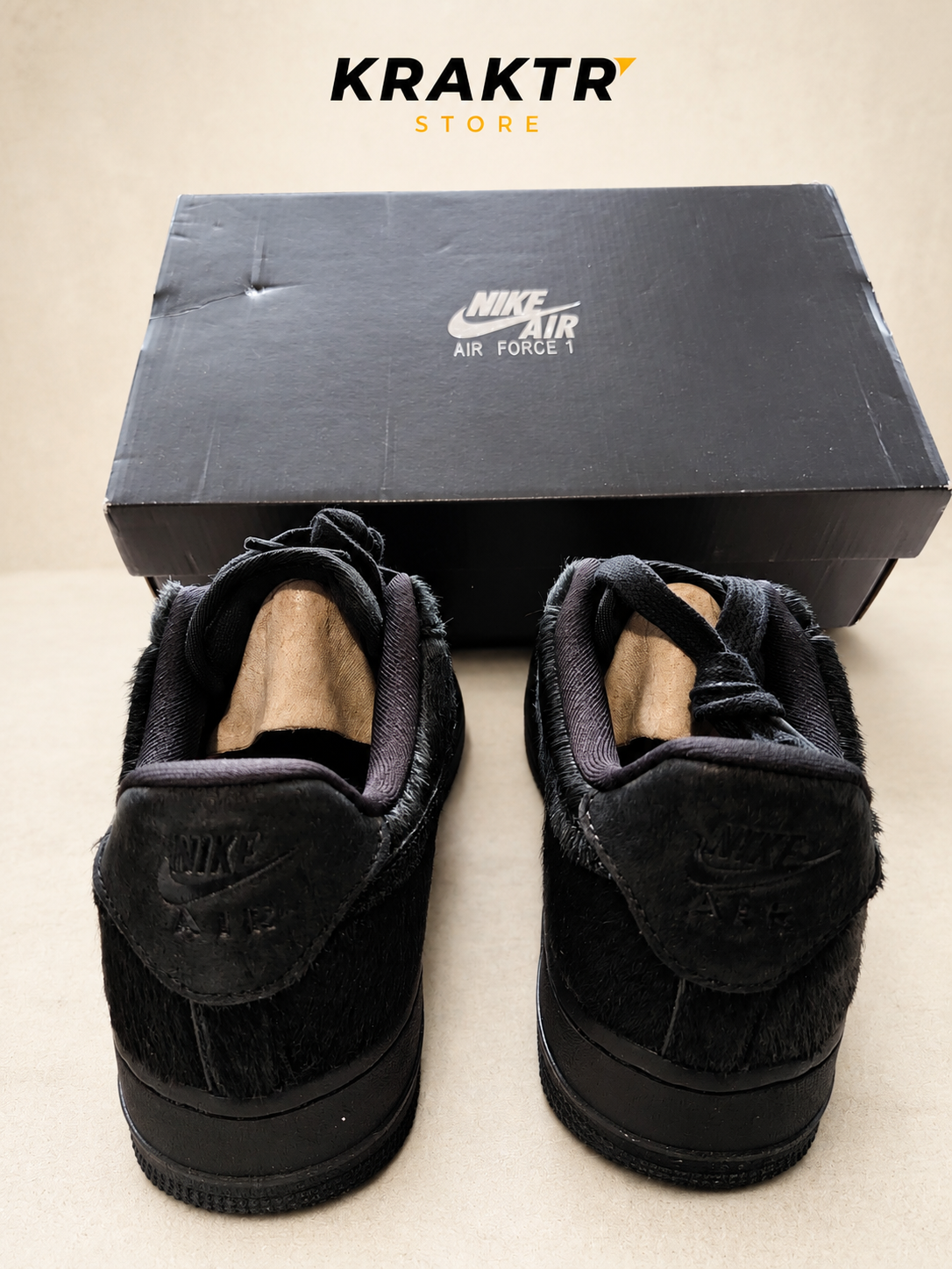 Nike Air Force 1 Pony Hair Triple Black Femme Tailles 38.5 et 37.5 | KRAKTR STORE