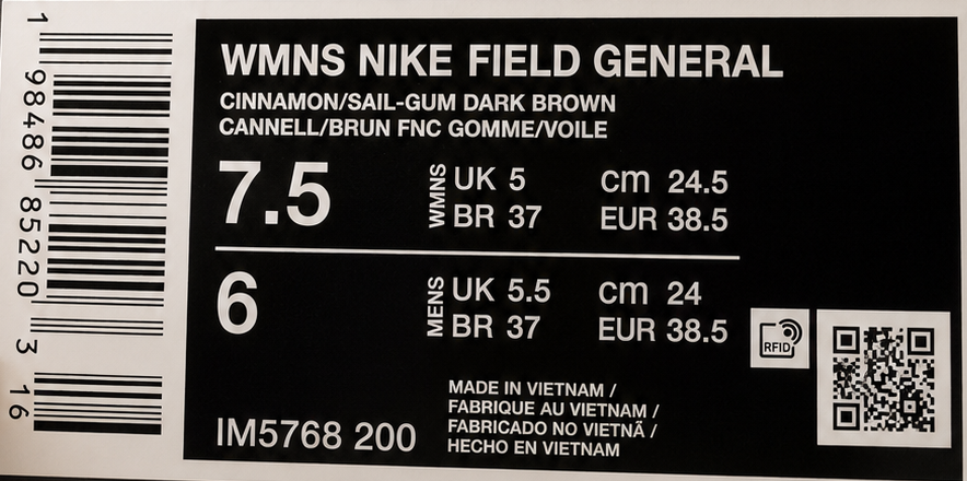 Étiquette boîte Nike Field General Cinnamon Leopard Femme