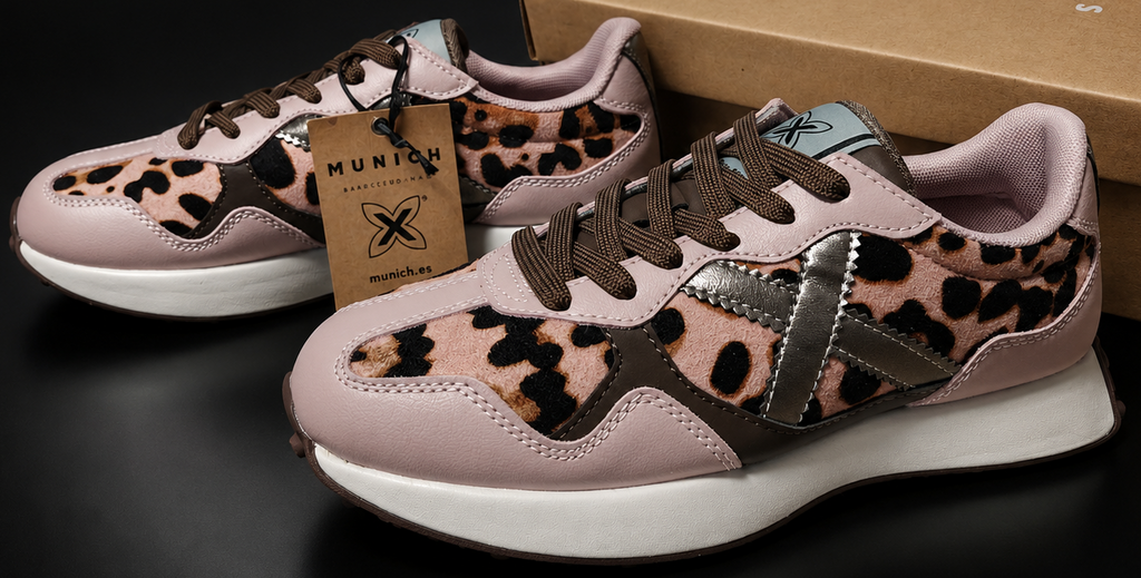 Munich Road Woman 28 Leopard Rose femme paire complète vue trois quarts