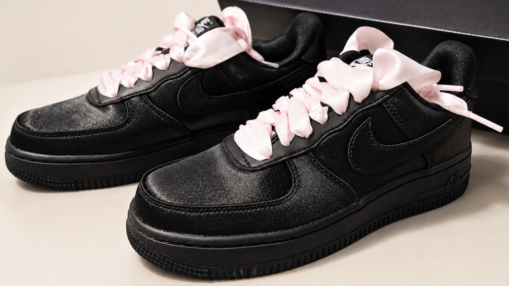 Nike Air Force 1 ’07 LV8 Black Pink Ice femme vue latérale sneaker noire