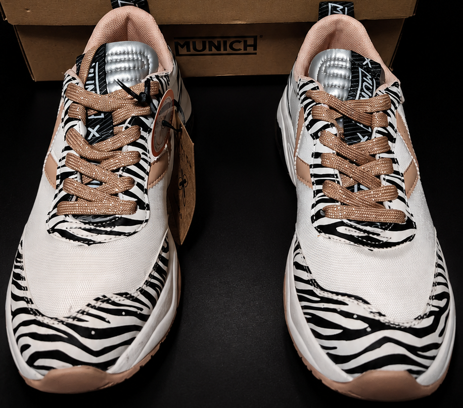 Munich Wave 125 Zebra Beige Rose femme vue de dessus avec boîte