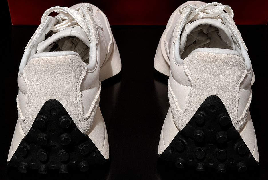 New Balance 327 White Black vue arrière paire complète