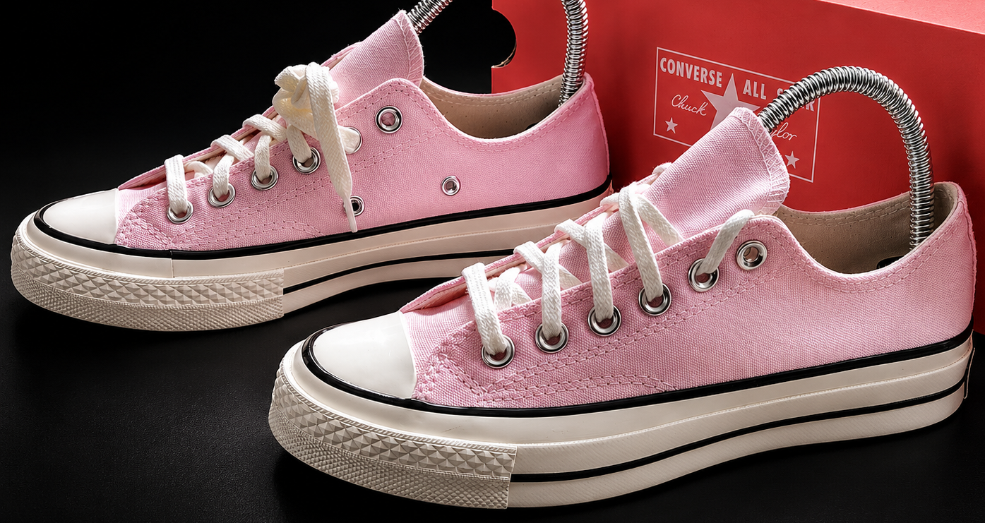 Converse Chuck 70 OX Pink Frosting profil extérieur rose et semelle écrue