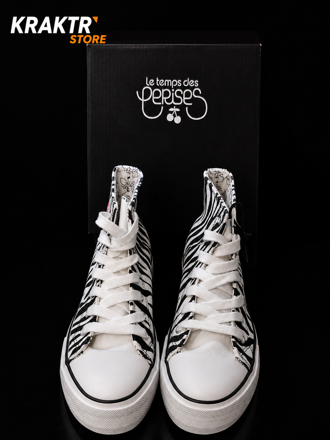 Le Temps des Cerises Zebra Platform High White Black - Taille 38
