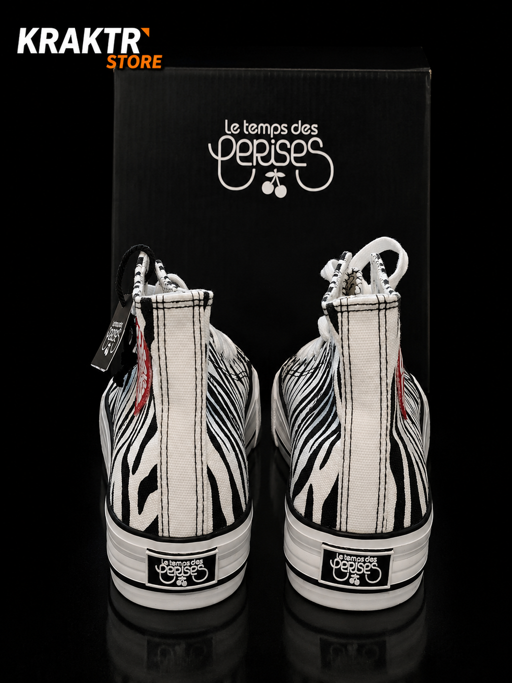 Le Temps des Cerises Zebra Platform High White Black - Taille 38