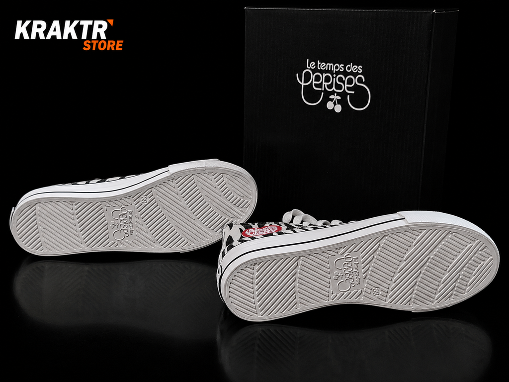 Le Temps des Cerises Zebra Platform High White Black - Taille 38