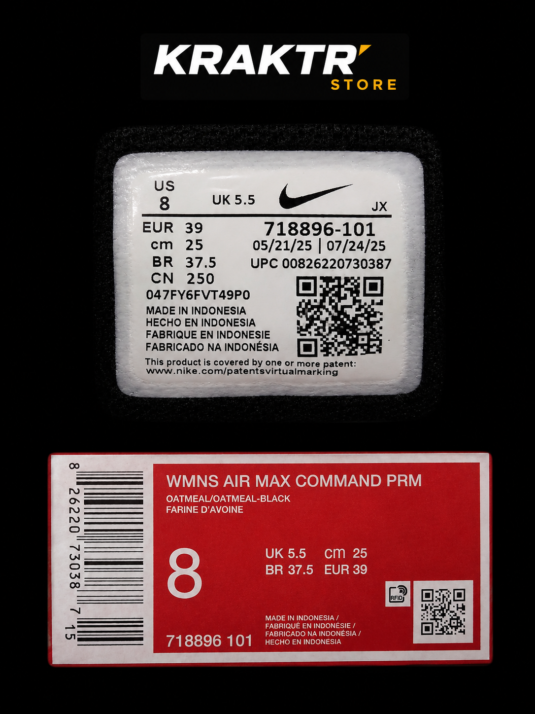 Étiquettes authentiques Nike Air Max Command PRM 718896-101